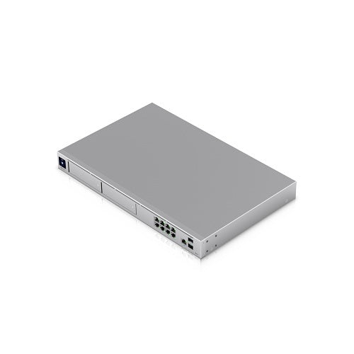 Silver electronic device on a white background