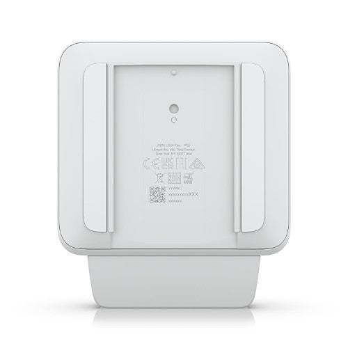 White electronic device with a label on a white background