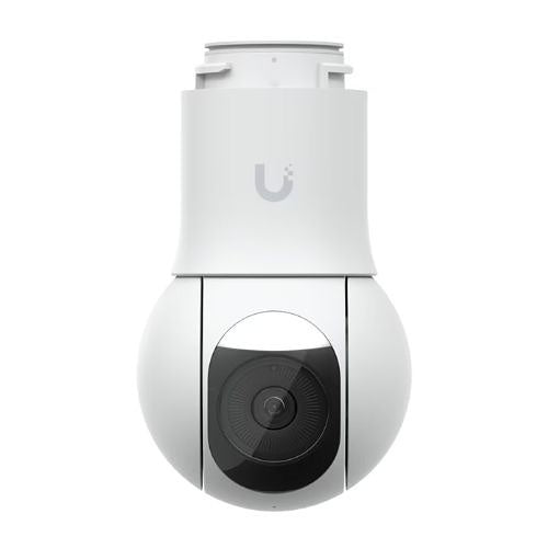 A white Ubiquiti wireless security camera with a black lens cover, shown from a front-facing perspective on a solid white background.