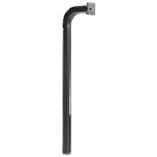 A black metal L-shaped bracket or pole with a mounting plate at the top, shown vertically on a plain white background.