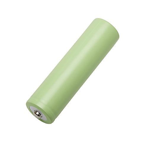 Green cylindrical power bank on a white background