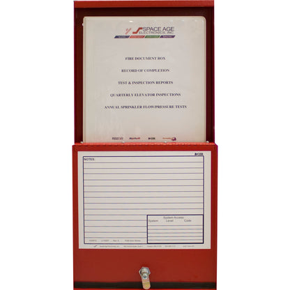 SAE SSU00672 FDB Fire Alarm Documents Box, 12"W x 13.1"H x 2.3"D, Red