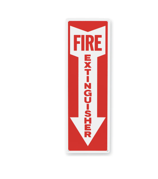 Brooks PWM108 Rigid Plastic  FIRE EXTINGUISHER Arrow Sign - 4" x 12"