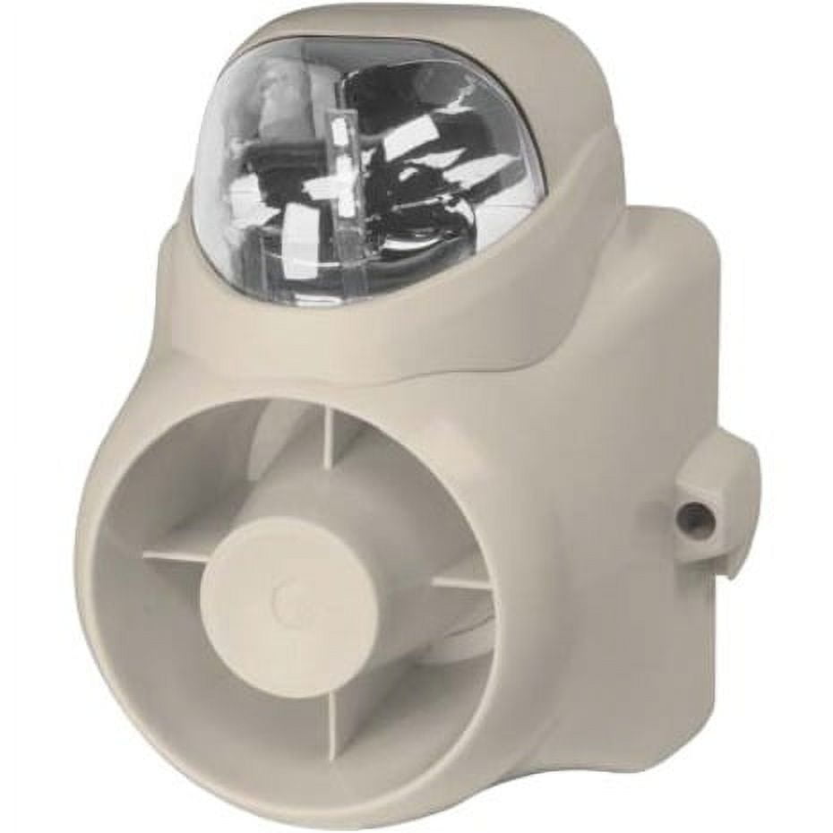 white strobe with clear lens and siren unit on a white background 