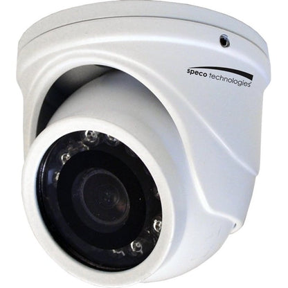 White security camera with 'speco technologies' branding on a white background