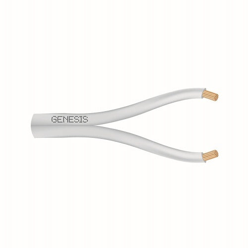 White Genesis cable with gold connectors on a white background