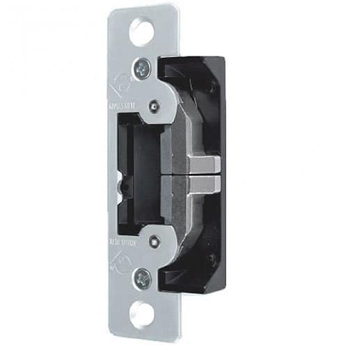 Metallic door lock mechanism on a white background