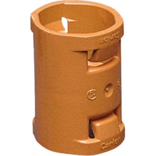 Orange cylindrical object with a textured surface on a white background