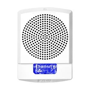 Eaton ELMTSWNB Wheelock Eluxa Multitone Strobe Horn, No Lettering, Wall Mount, 24V, Blue Lens, White
