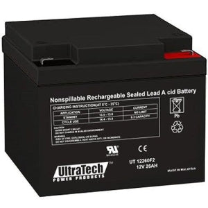 UltraTech IM-12260F2 12V 26AH Sealed Lead Acid Battery, F2 Terminal