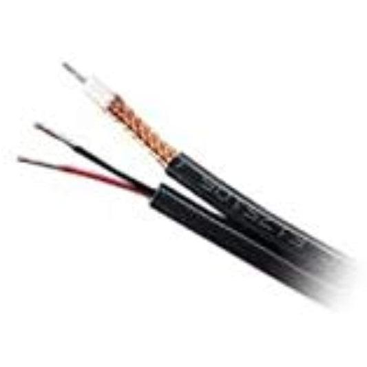Genesis 65086108 RG59 18/2 Coaxial CCTV Cable, 20 AWG Solid BC with CCA Braid, CL3, CM, Outdoor, 500' (152.4m), Pull Box, Black
