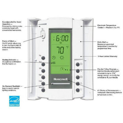 Honeywell Home TL8230A1003/U LineVoltPRO Digital Programmable Double Pole Line Voltage Thermostat