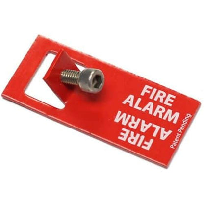 red fire alarm lock on  white background 