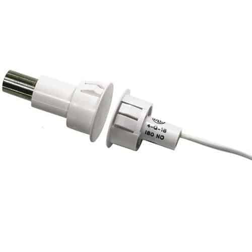 GRI GI-E18012WGW 180 Series 3/4" Steel Door Recessed Switch Set, Wide Gap, 10W, 200VDC, 0.40 Amp, Closed Loop, N/O, A, and U.L. 10C Fire Rated, White