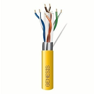 Genesis 51931102 CAT6a Riser Cable, 23/4 Solid BC, Unshielded, CMR, FT4, Sunlight Resistant, 1000' (304.8m) Pull Box, Yellow