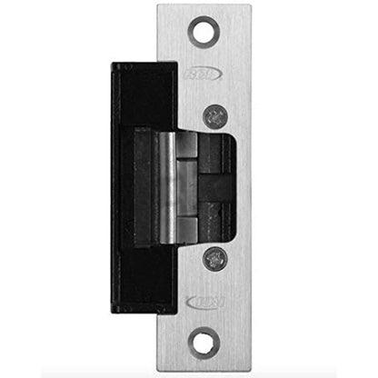 Metal door hinge with black plastic cover on a white background