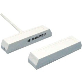 Two white magnetic sensors on a white background