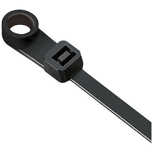 Black cable tie on a white background