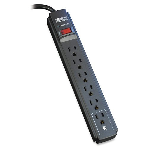 Tripp Lite TLP606B Protect It! 7-Outlet Surge Protector, 6' Cord, 790 Jouless, Diagnostic LED, Black Housing