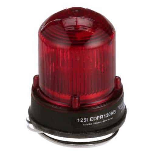 Edwards Signaling 125 Class Standard Flashing LED Beacon for NEMA 4X Applications, 120V AC, 0.097A, Black Base, Red