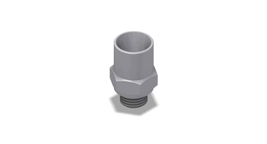 Gray metal pipe fitting on a white background