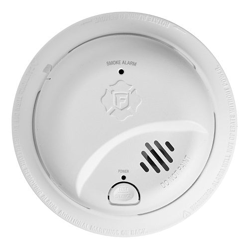 White smoke alarm on a white background