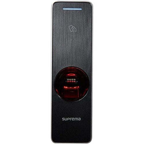 Suprema biometric reader on a white background