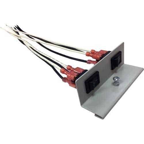 Electrical panel with wires and connectors on a white background