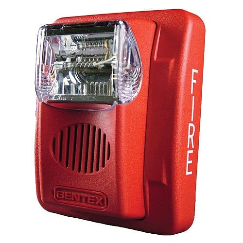 Gentex GEC24-15/75WR 24VDC Horn Strobe with 15/75CD Strobe Candella, Wall Mount, Red Faceplate