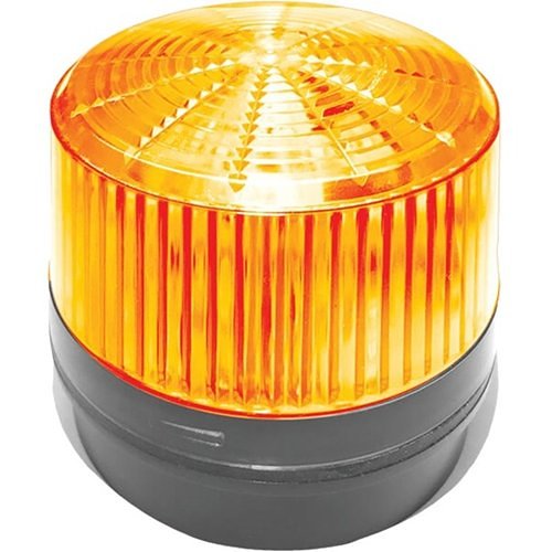 Yellow warning light on a white background