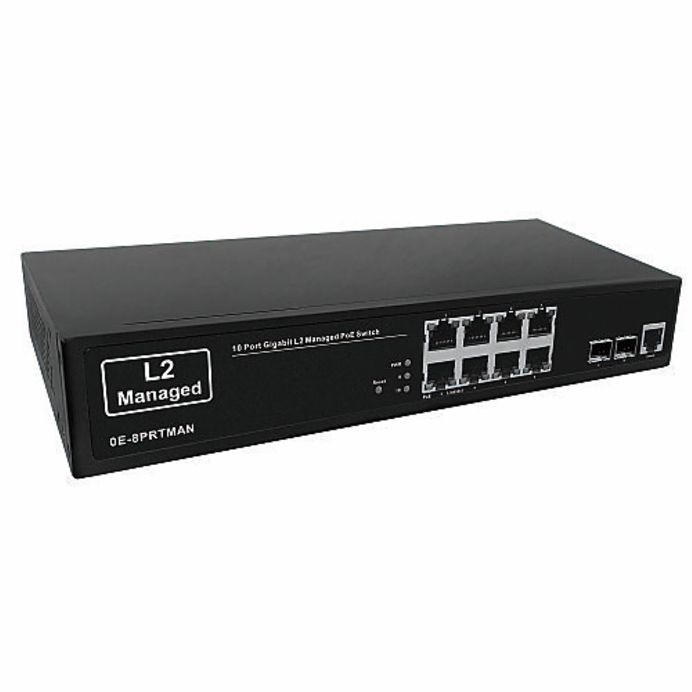 UltraTech 0E-8PRTMAN 10 Port Gigabit L2 Managed PoE Switch
