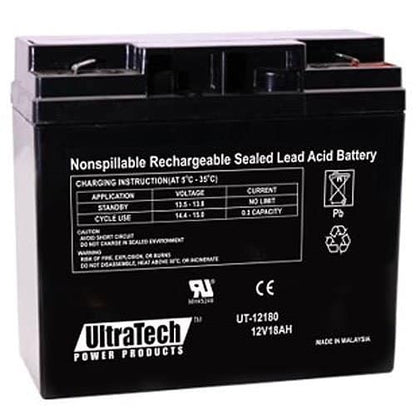 UltraTech IM-12180 12V, 18Ah SLA Battery, F2 Terminal