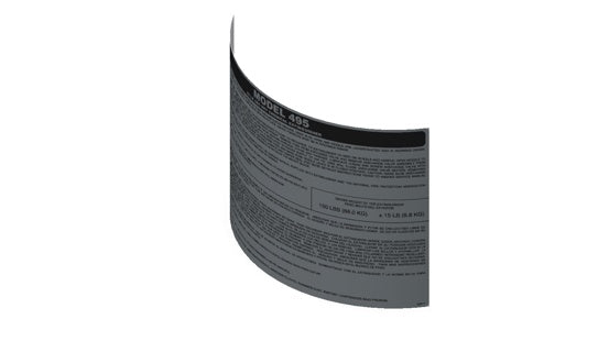 A label for Model 495 on a white background