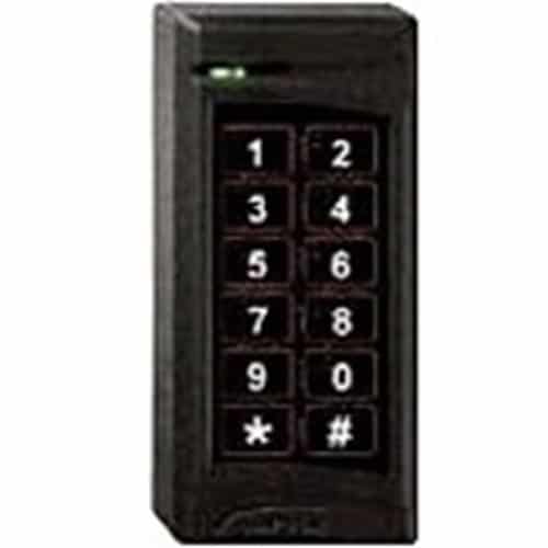 Black electronic keypad on a white background
