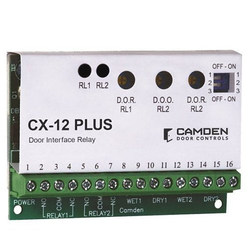 Camden Door Controls CX-12 Plus door interface relay on a white background
