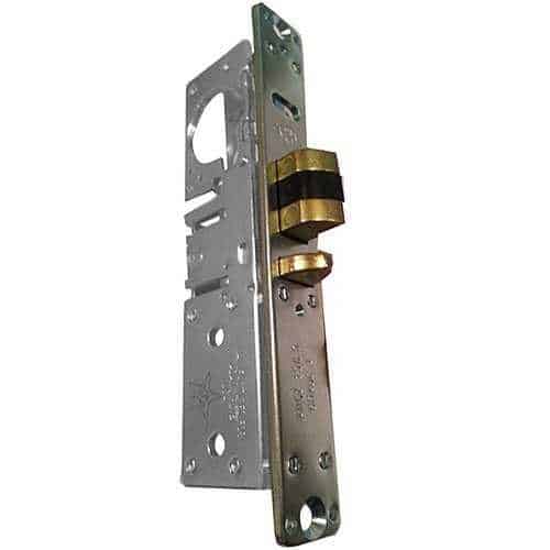 Metal door lock mechanism on a white background