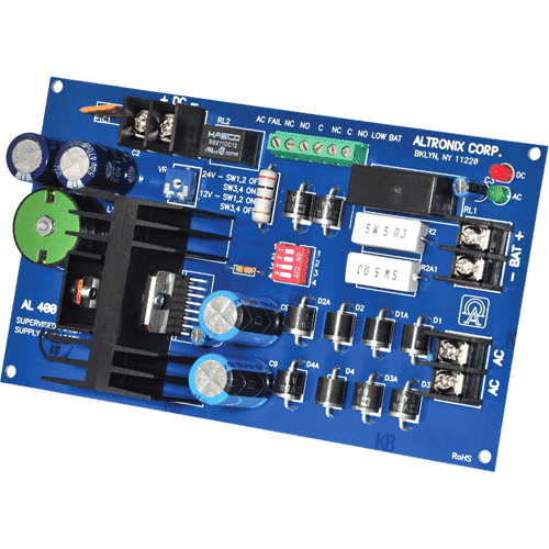 Altronix AL400ULB Power Supply Charger, Single Class Output, 12/24VDC at 4A, Board
