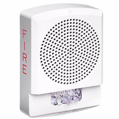 Eaton ELSPSTW Wheelock Eluxa LED High Fidelity Speaker Strobe, Wall, FIRE Lettering, Clear Lens, 24VDC, 15/30/75/110/135/185 cd, White, (Replaces E60-24MCW-FW, LSPSTW3)