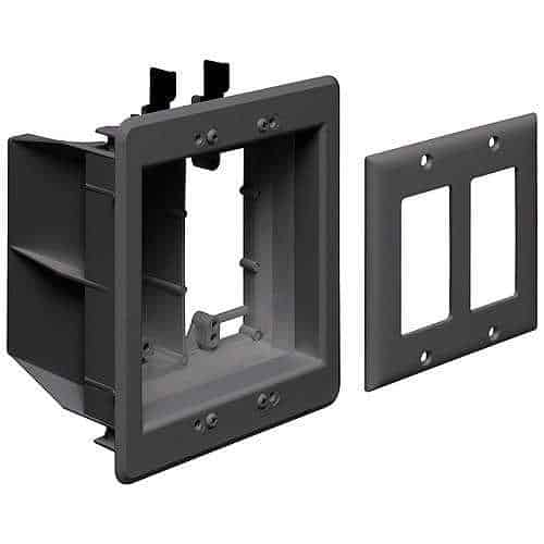 Arlington TVBU505BL Two-Gang Recessed TV Box for Power and Low Voltage, Black