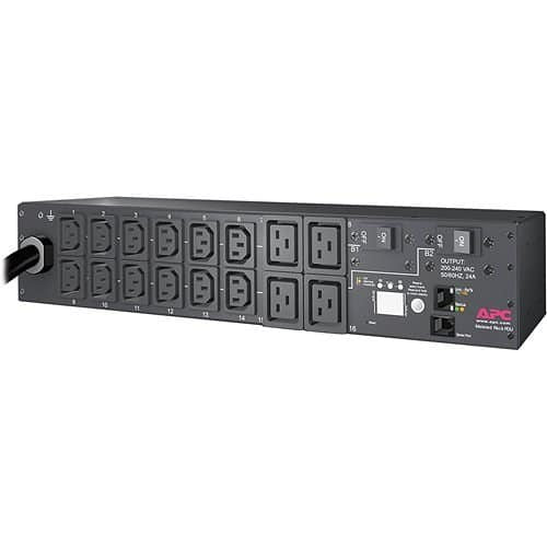 APC power strip with multiple outlets on a white background