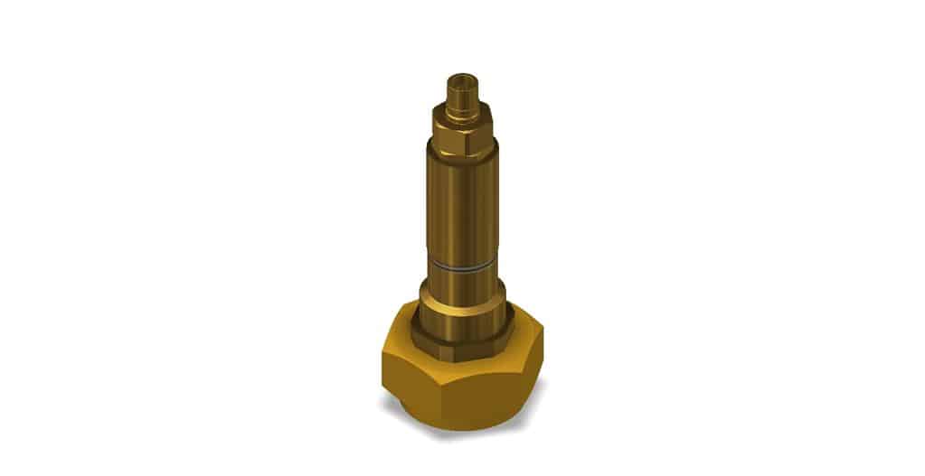 Gold metal component on a white background