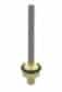 Small cylindrical metal component with brass fitting on a black background