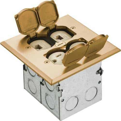 Arlington FLB5552MB Combo Floor Box Kit with Installed Low Voltage Divider