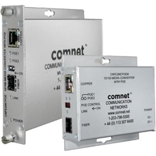Two Comnet network converters on a white background