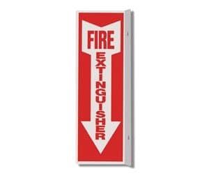 Sign, "Fire Extinguisher" w/ Arrow, Self Adhesive Vinyl, 4"x12"
