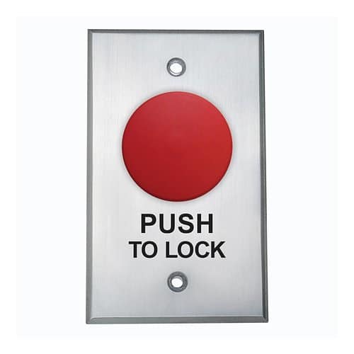 Camden CM-4050R-8 Push/Pull, N/O & N/C, Maintained, Red Button with 'PUSH TO LOCK', Black Text