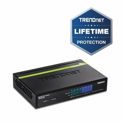 Trendnet network switch with Lifetime Protection badge on a white background