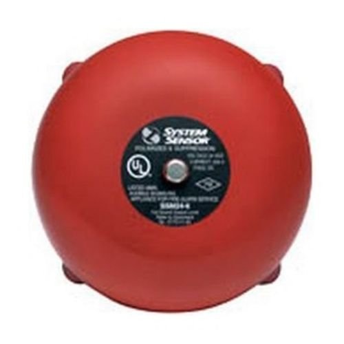 Red fire alarm bell with 'System Sensor' label on a white background