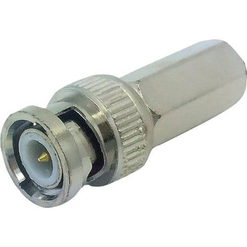 Metal BNC connector on a white background