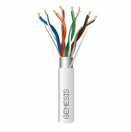Genesis 51781001 CAT5e Riser Cable, 24/4 Solid BC, Shielded, CMR, FT4, Sunlight Resistant, 1000' (304.8m), Reel, White